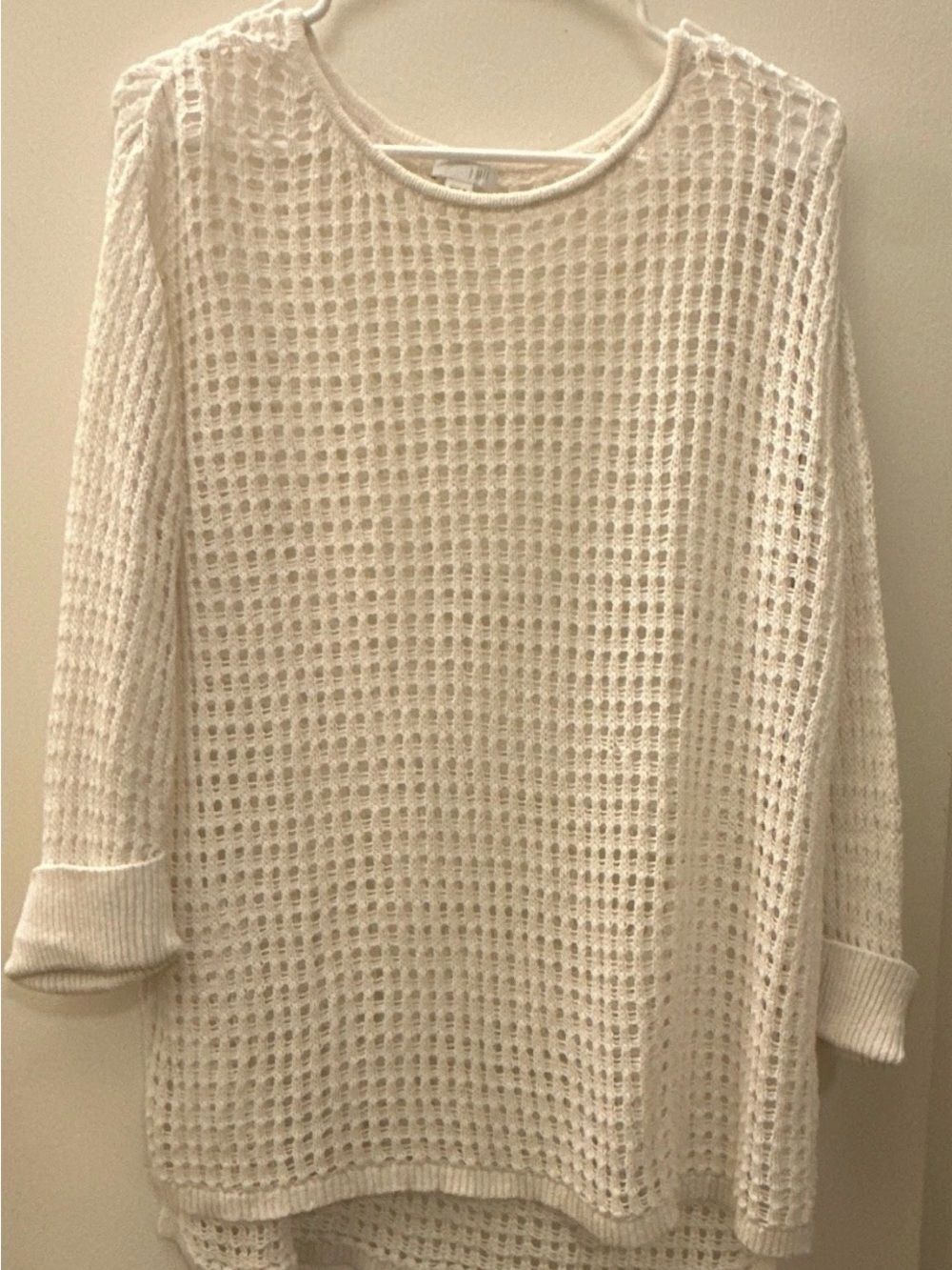 J Jill crochet long sleeve top. White M Aesthetic Vacay beach